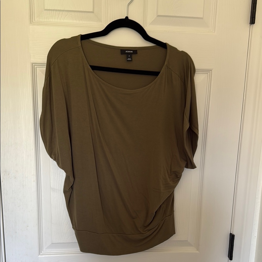 Giorgio Armani Green Dolman Sleeve Asymmetrical Blouse